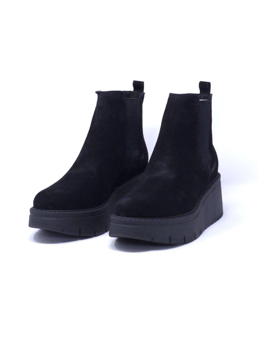 La Canadienne Haskell Black Suede Wedge Booties Womens 7M Waterproof New